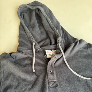 LUCKY BRAND Gray Henley Lightweight Hoodie Sweatshirt Size Men’s Medium